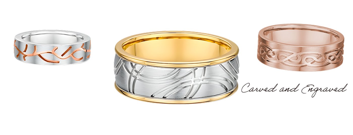 Carved and Engraved Wedding Rings
