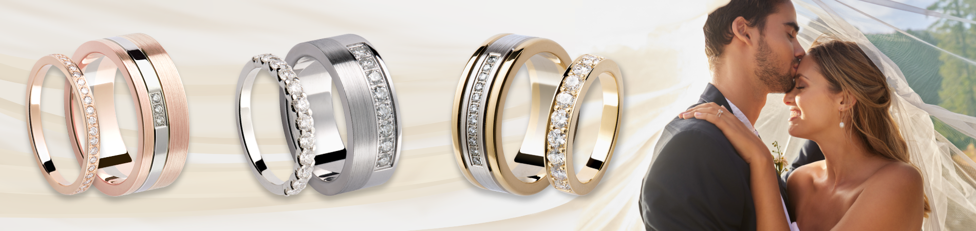 Twin Plaza Wedding Rings