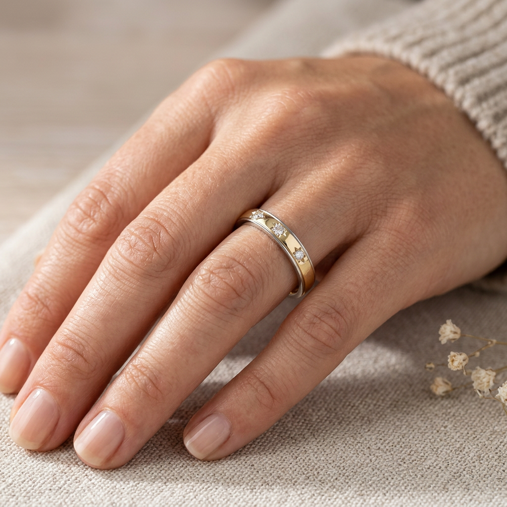 Two Tone Stone Set Friendship Ring -2T2705