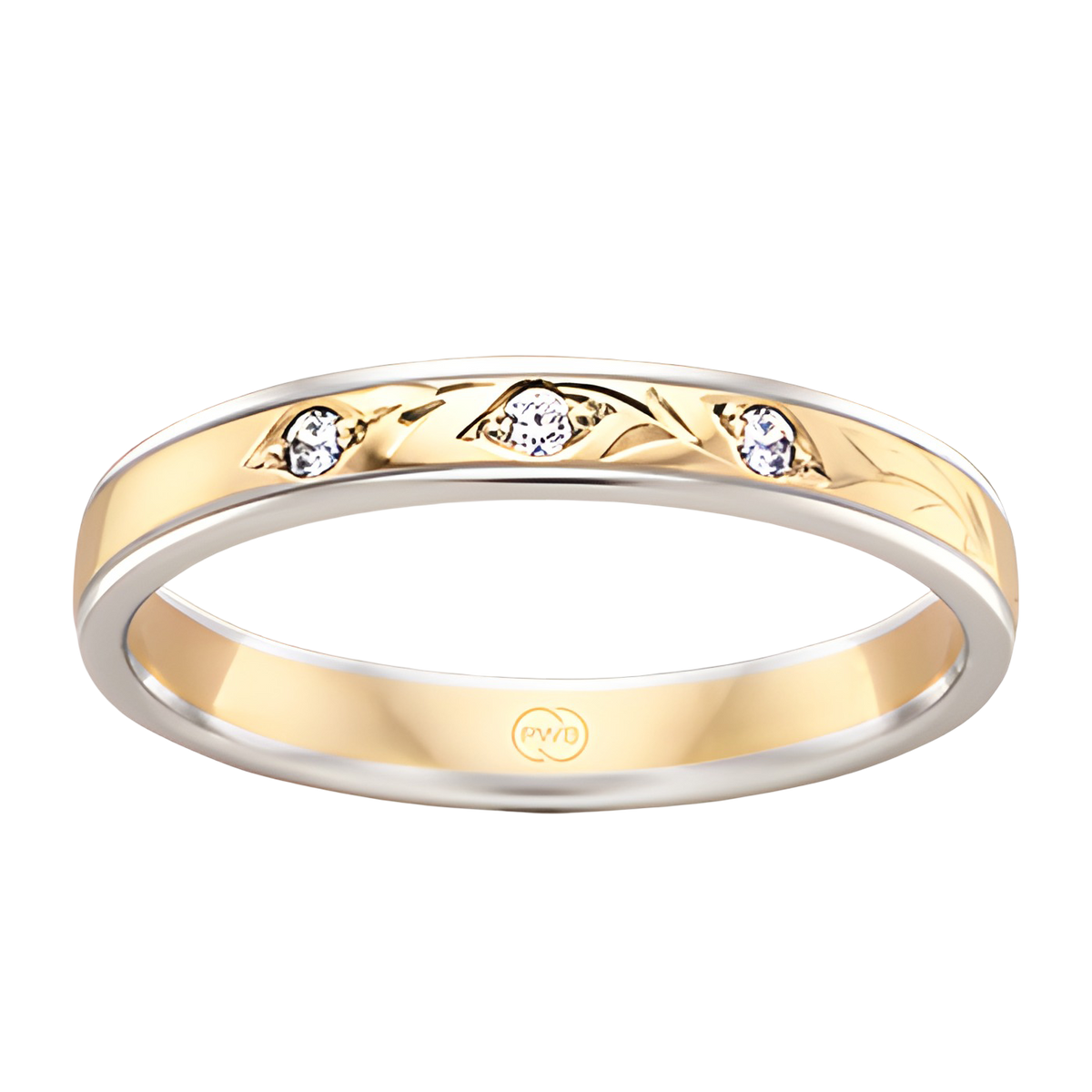 Two Tone Stone Set Friendship Ring - 2T2706