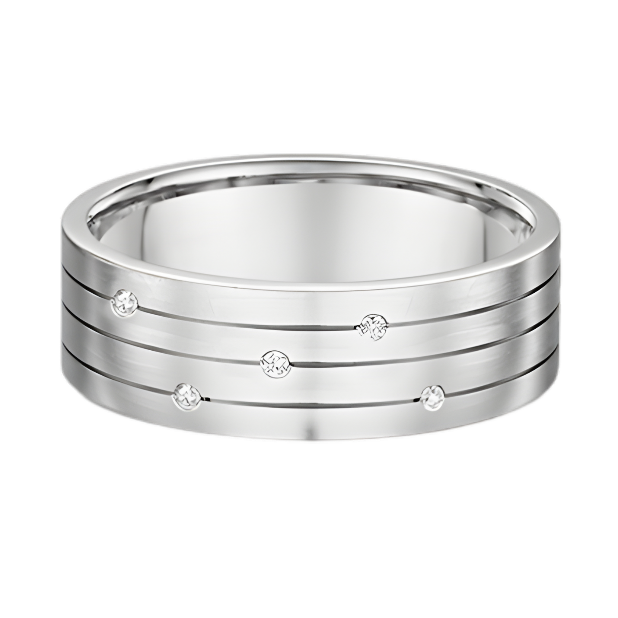 Dora Flat Tri Grooved with Diamonds - 3410T00