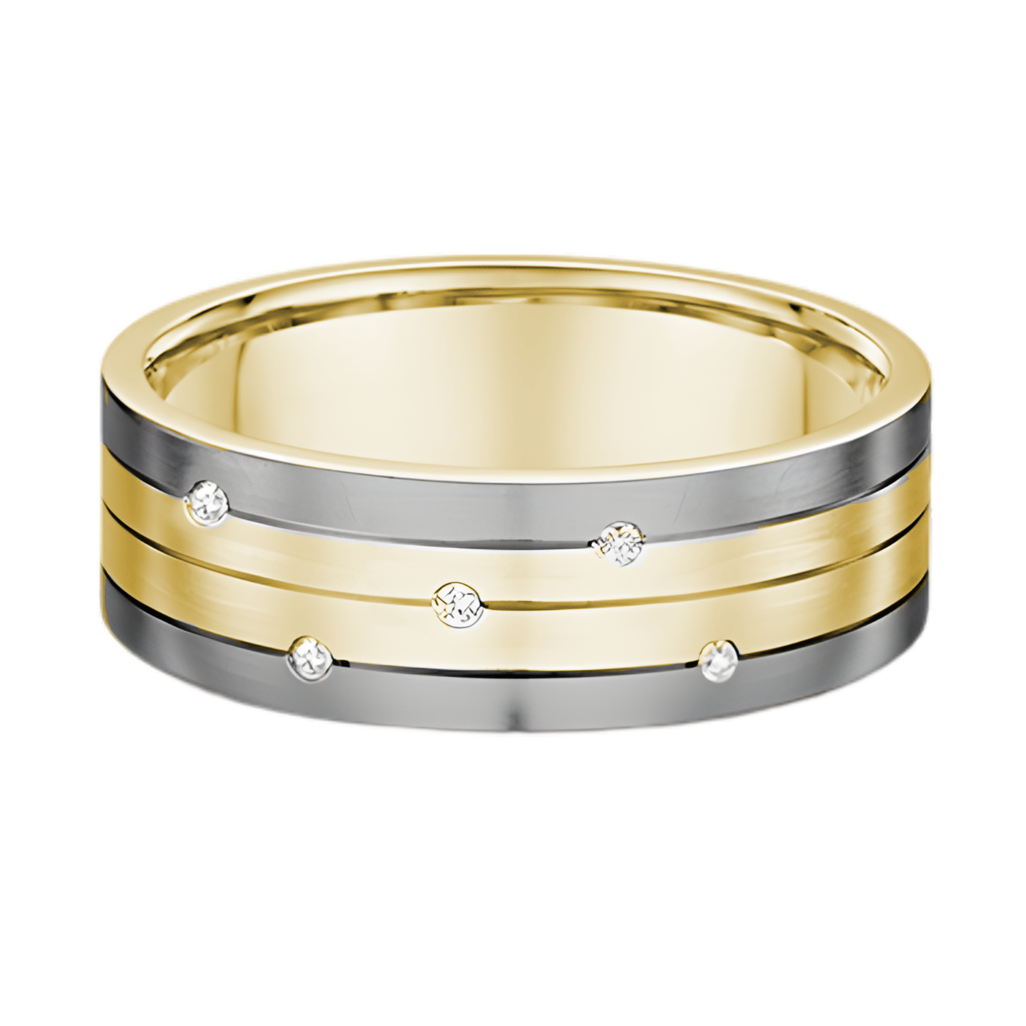 Dora Flat Tri Grooved with Diamonds - 3410T00
