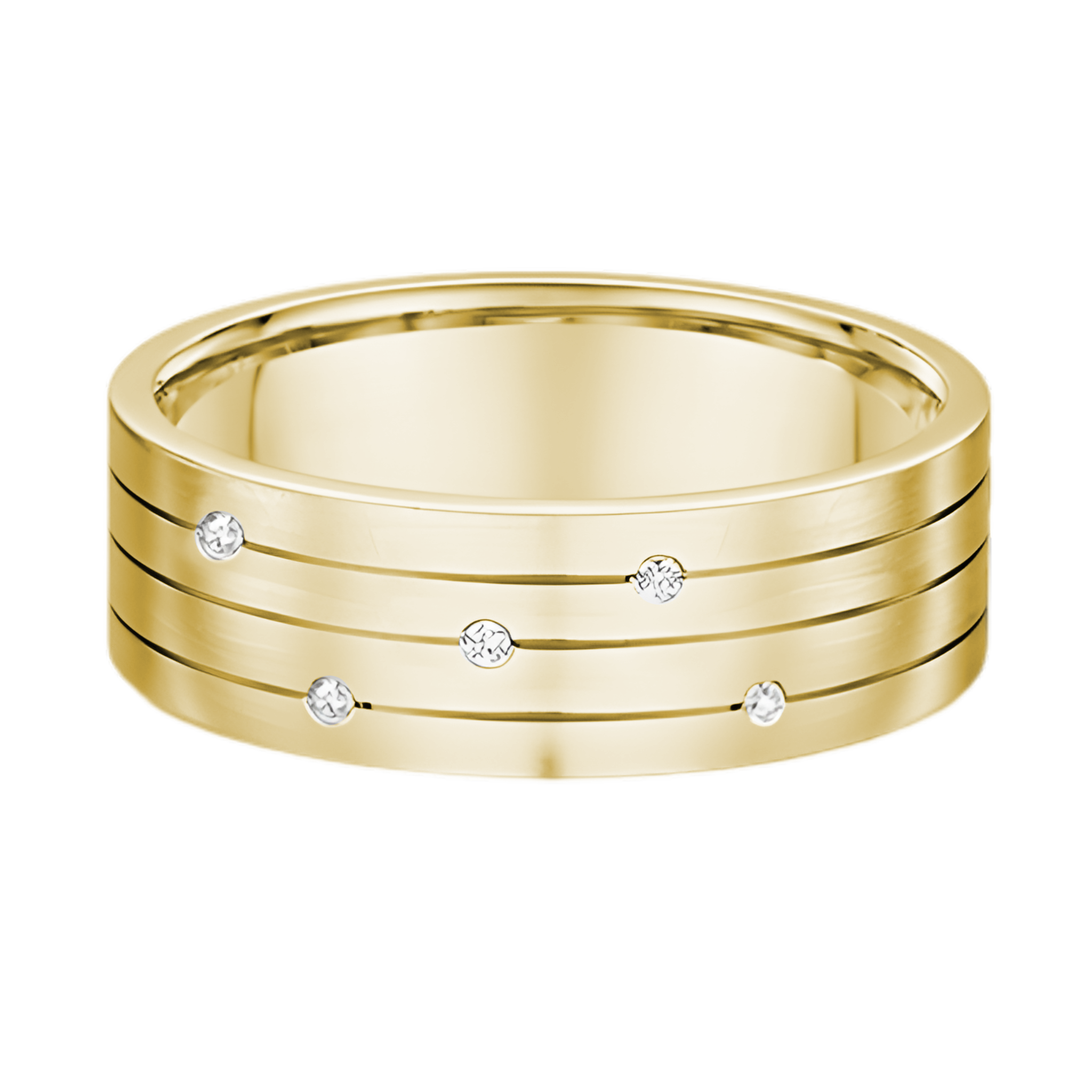 Dora Flat Tri Grooved with Diamonds - 3410T00