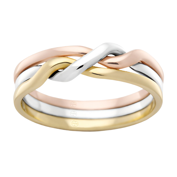 P.W. Beck 3 piece Tri colour Puzzle Ring - 3TJ1490L