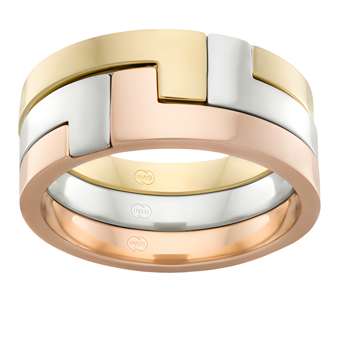 P.W. Beck Three Tone Flat Puzzle Ring- 3TJ3540