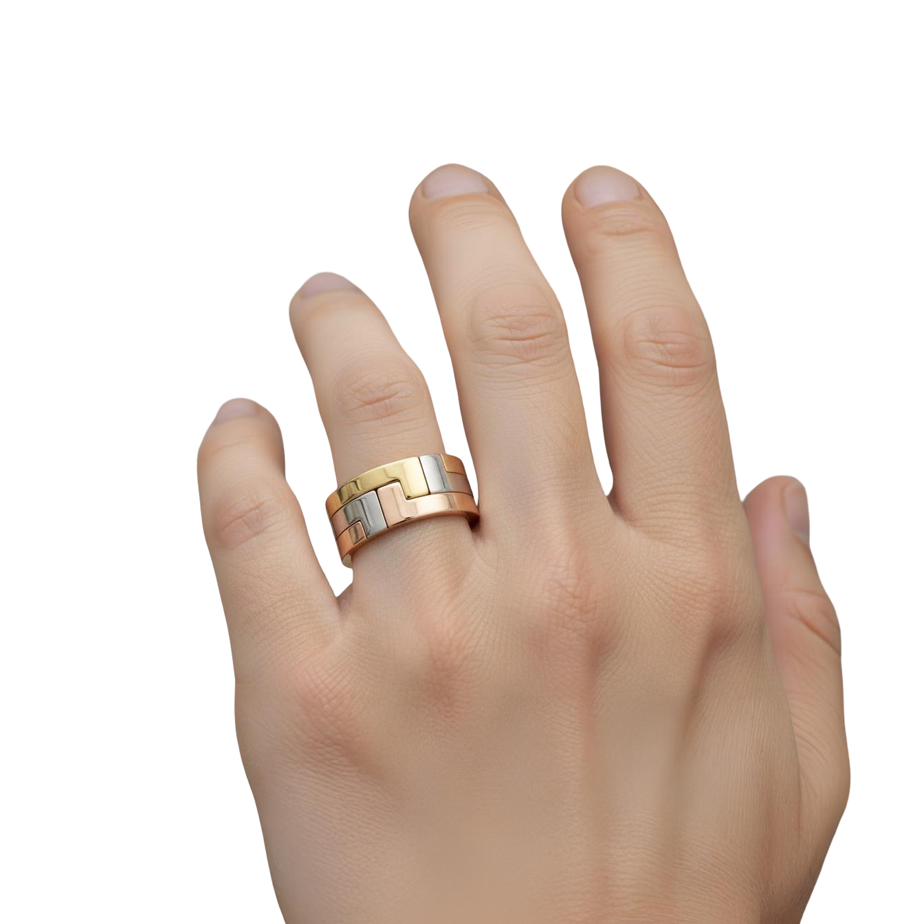 P.W. Beck Three Tone Flat Puzzle Ring- 3TJ3540