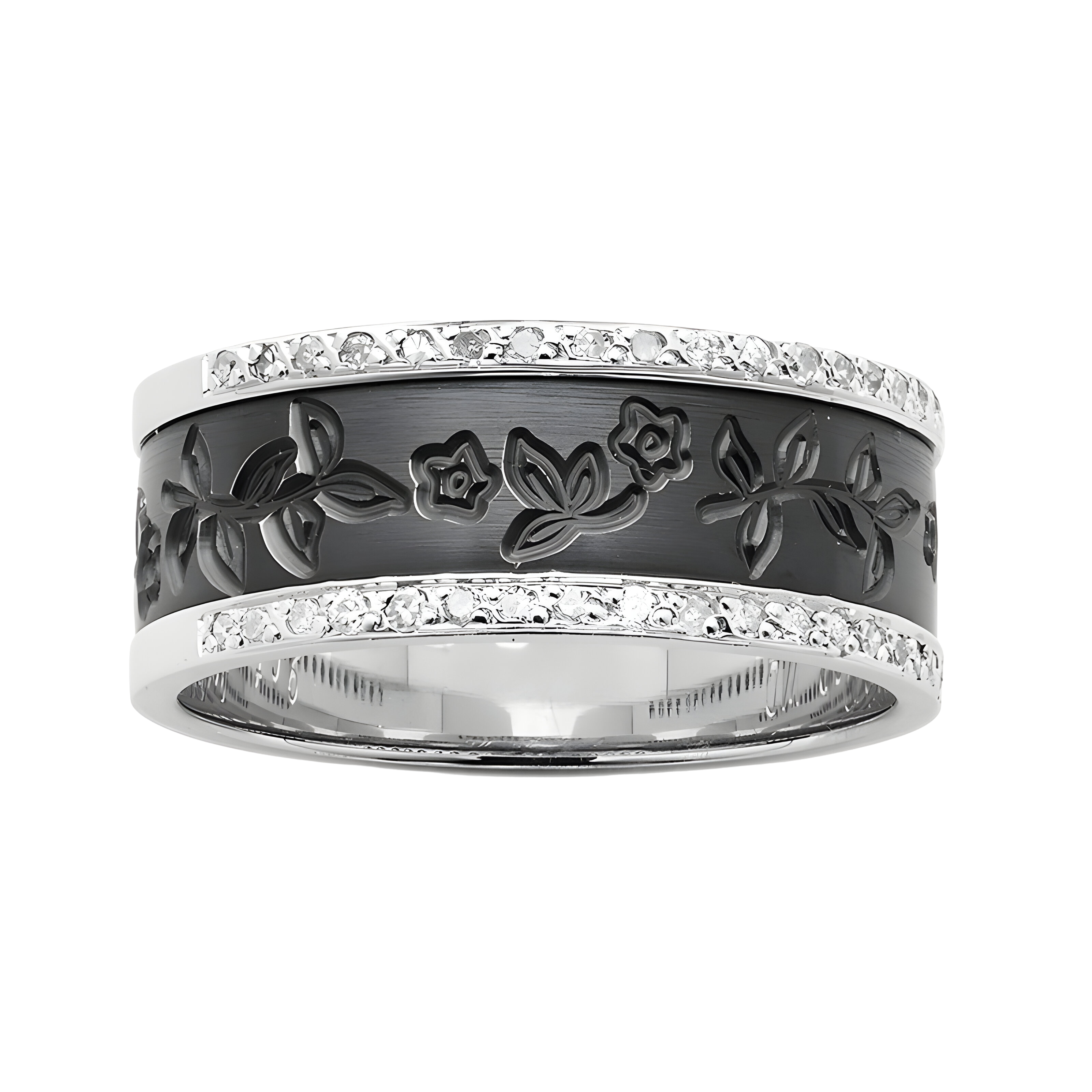 Floral Black Zirconium & Diamond - AR806-8