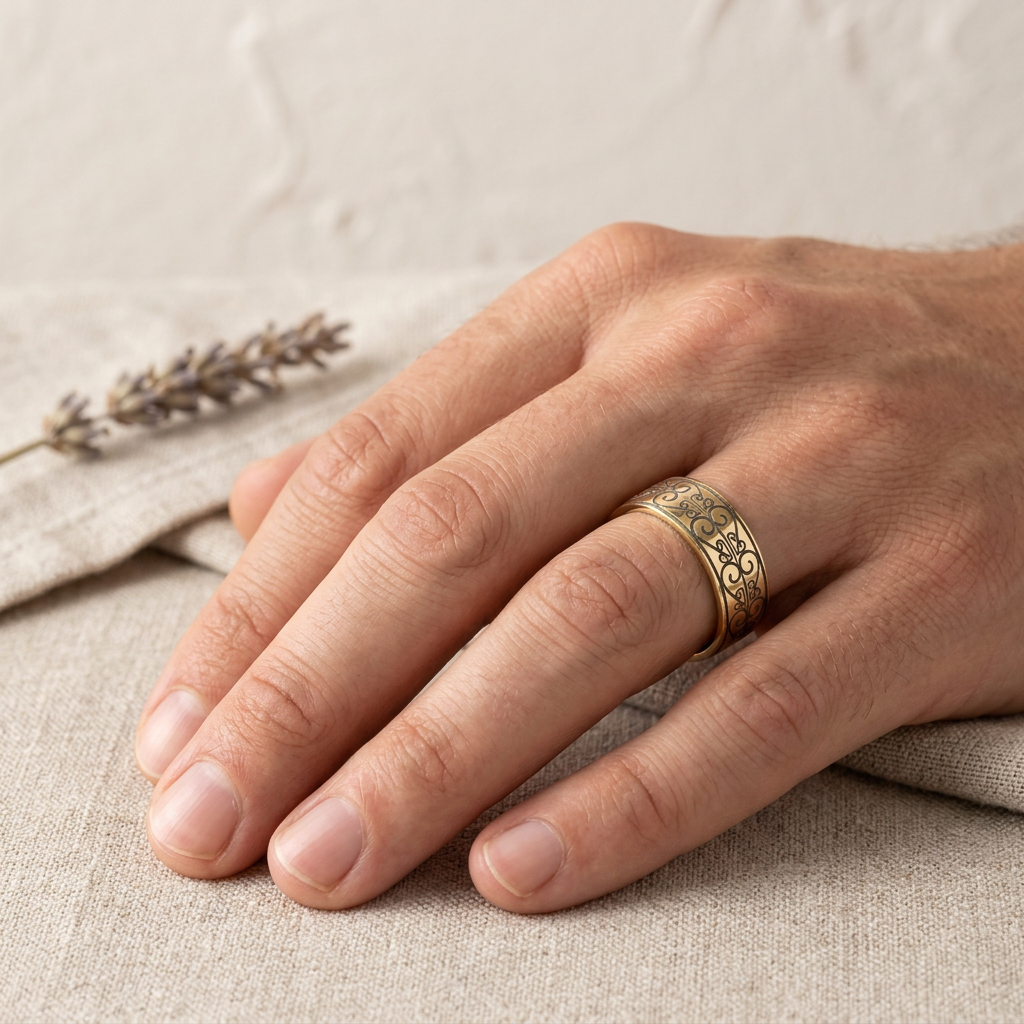 Laser Engraved Wedding Ring - B3994