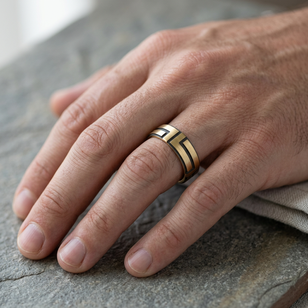 Grain Parallel Faceted Wedding Ring - F2763