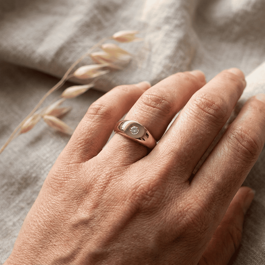 Diamond Set Signet - j1240