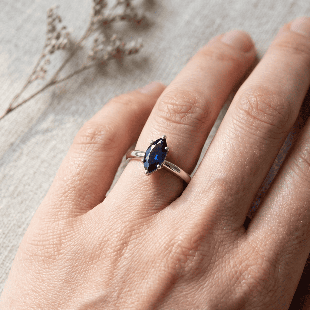 P.W. Becks Blue Marquise Natural Sapphire and Diamond - J4994
