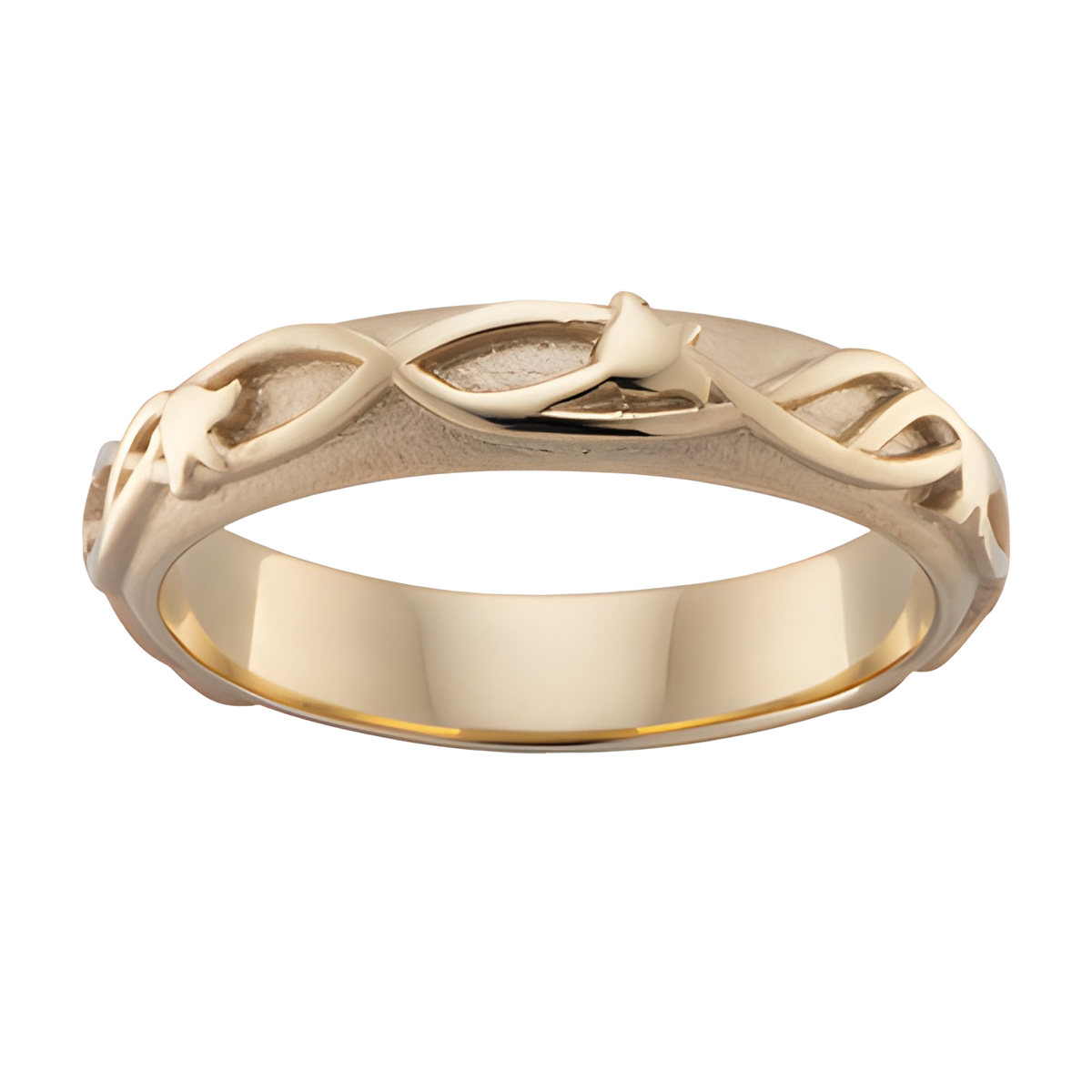 Embossed Floral Wedding Ring - J5391