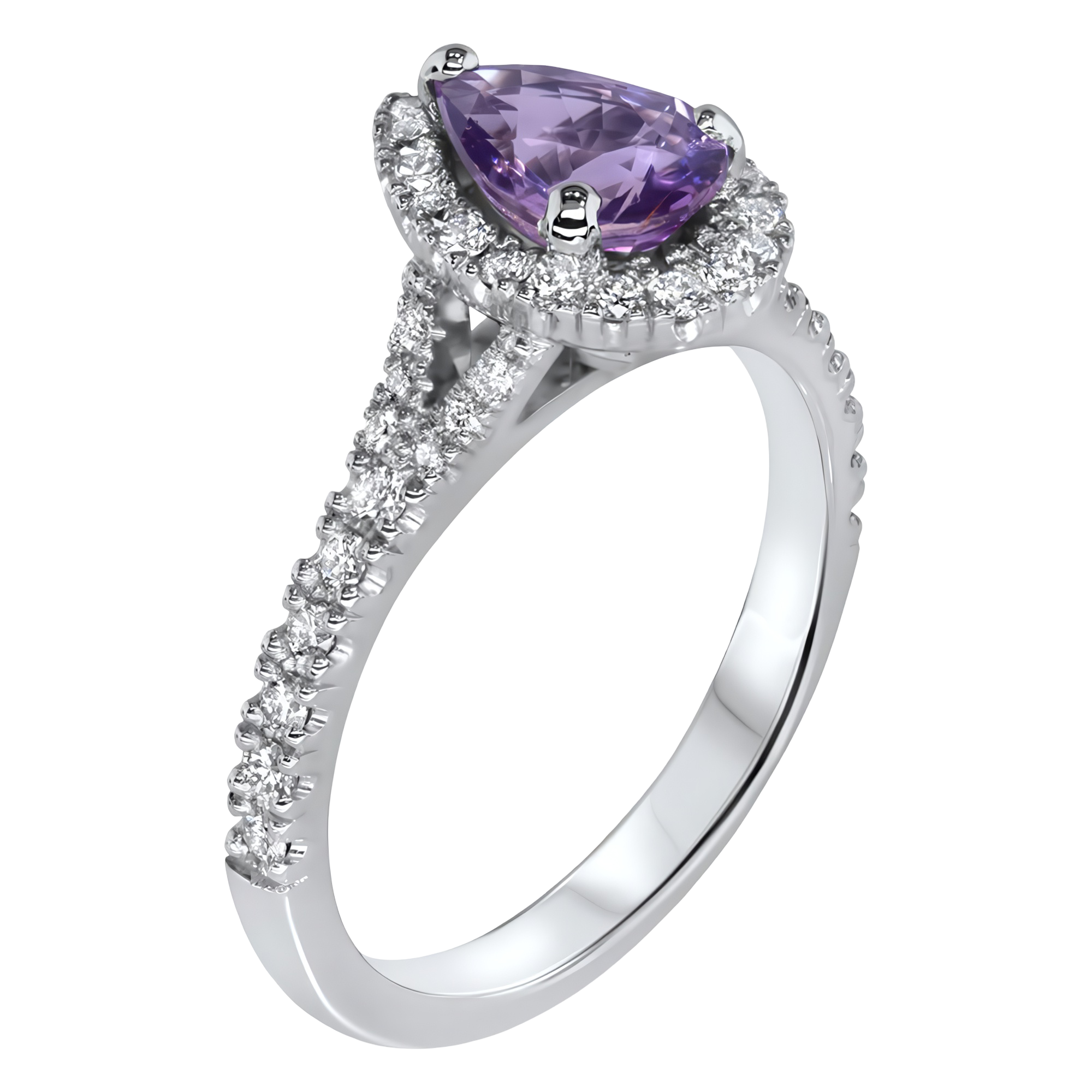 Pink Purple Natural Sapphire and Diamond Cluster
