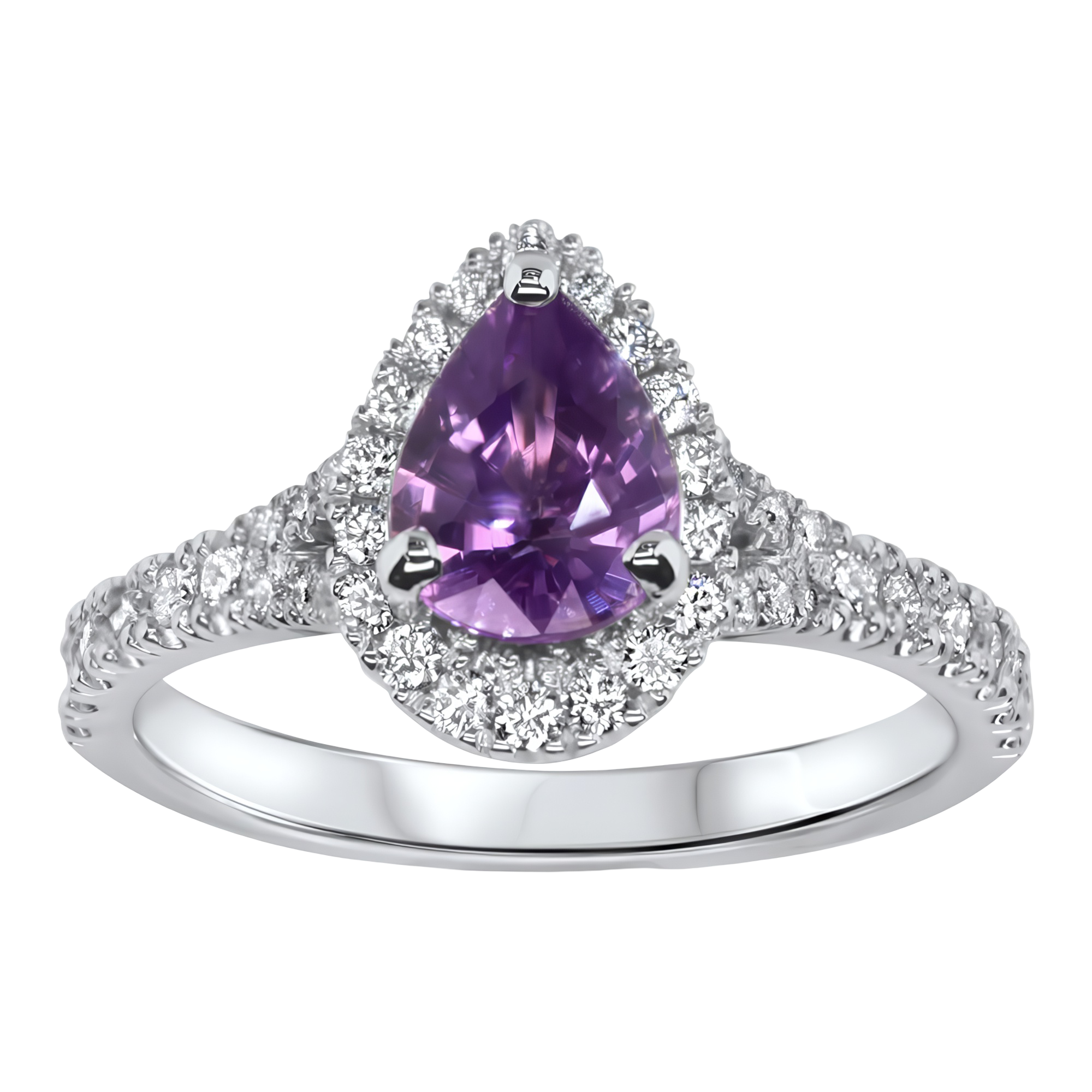Pink Purple Natural Sapphire and Diamond Cluster