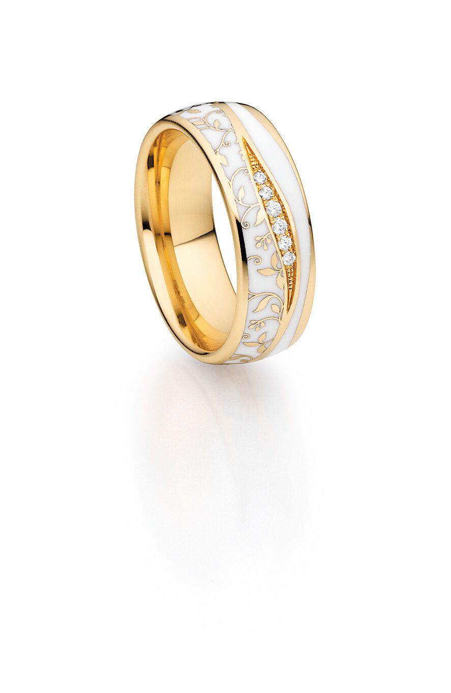 Fischer 14ct and Ceramic Diamond Wedding Ring