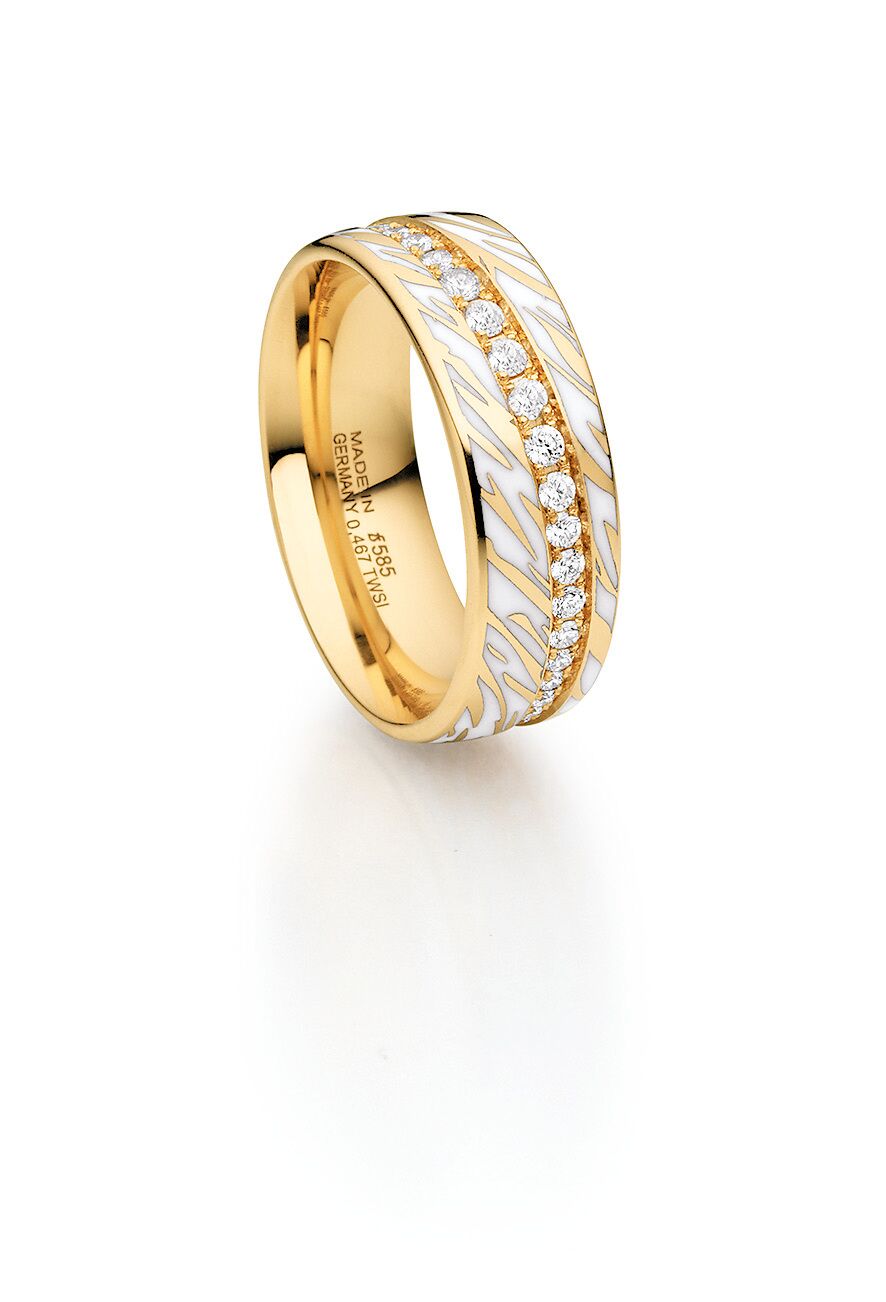 Fischer 14ct and Hi-Tec Ceramic Diamond Wedding Ring