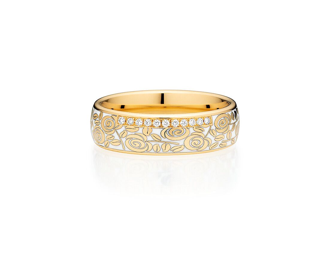Fischer 14ct and Ceramic Diamond Wedding Ring