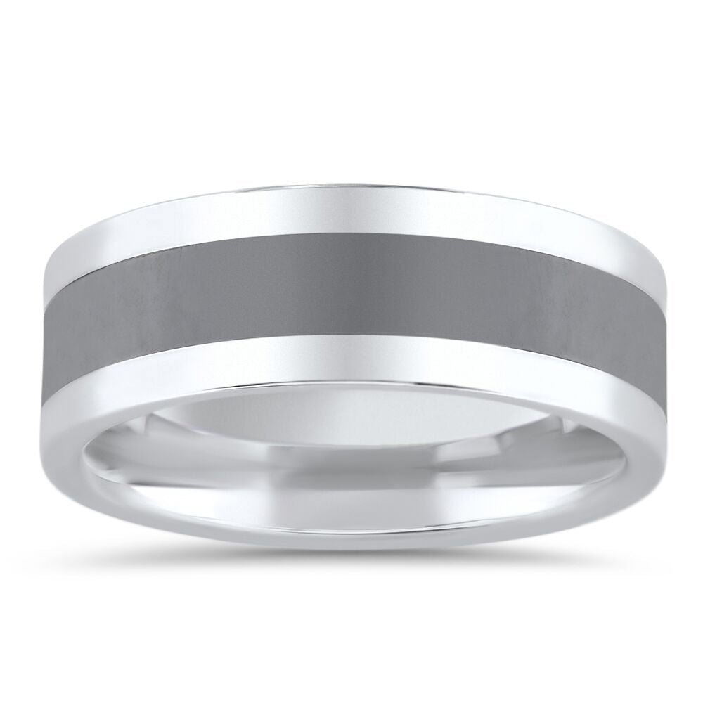 Tungsten and black ceramic ring