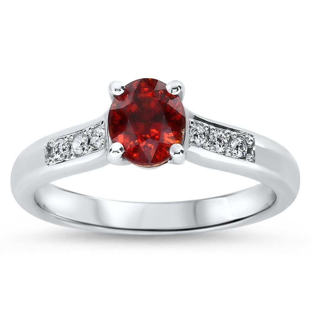 Exotic 18ct White Gold Orange Sapphire and Diamond ring