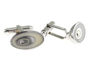 Discontinued: Brand name men's diamond silver cuff links