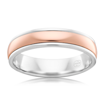 Rich Rose Gold and White Gold 18ct Mens Wedding ring