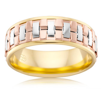 P. W. Beck Australian made three tone wedding ring