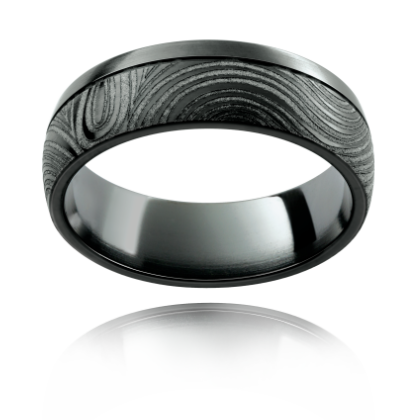 Australian made black Zirconium patterned ring