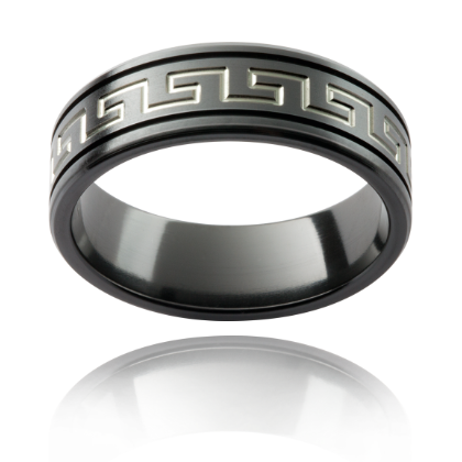 Australian made black Zirconium patterned ring