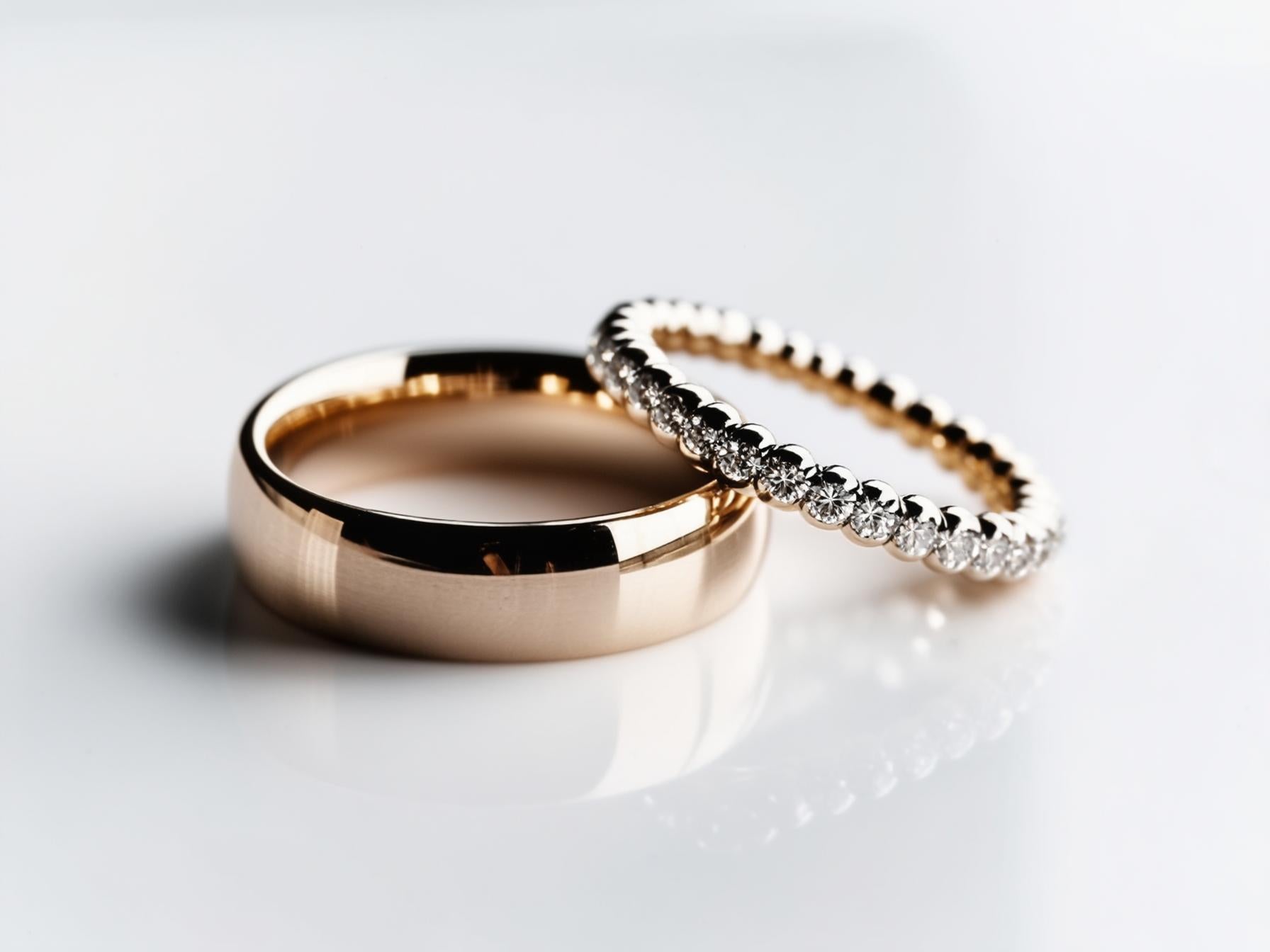 Ladies Bead Set Diamond Wedding Rings