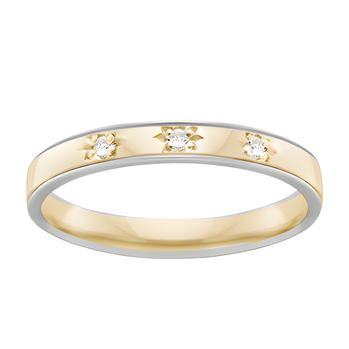 Two Tone Stone Set Friendship Ring -2T2705