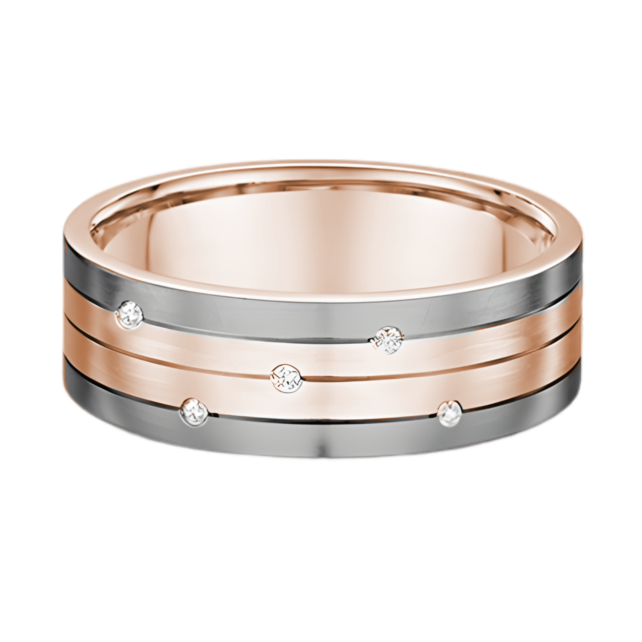 Dora Flat Tri Grooved with Diamonds - 3410T00