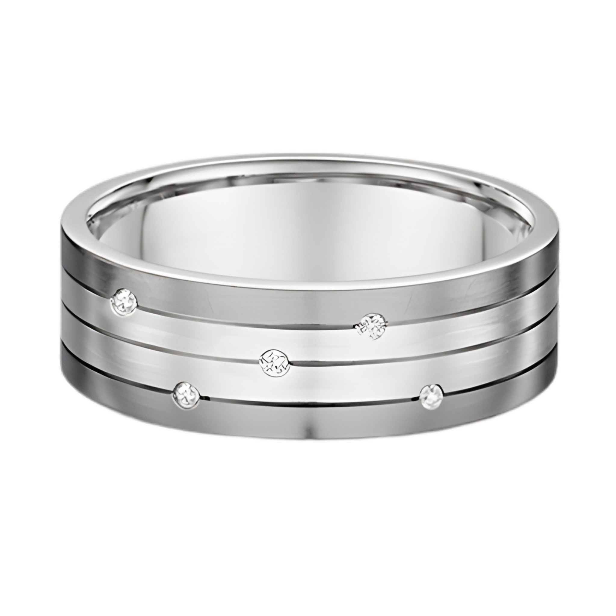 Dora Flat Tri Grooved with Diamonds - 3410T00