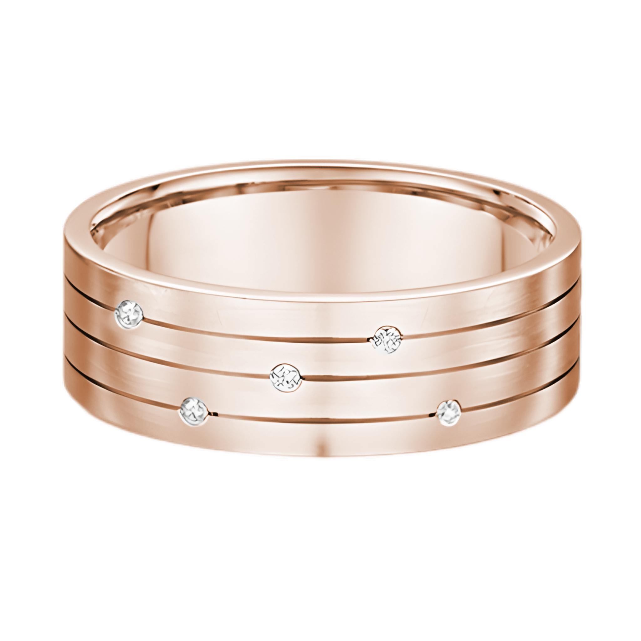 Dora Flat Tri Grooved with Diamonds - 3410T00