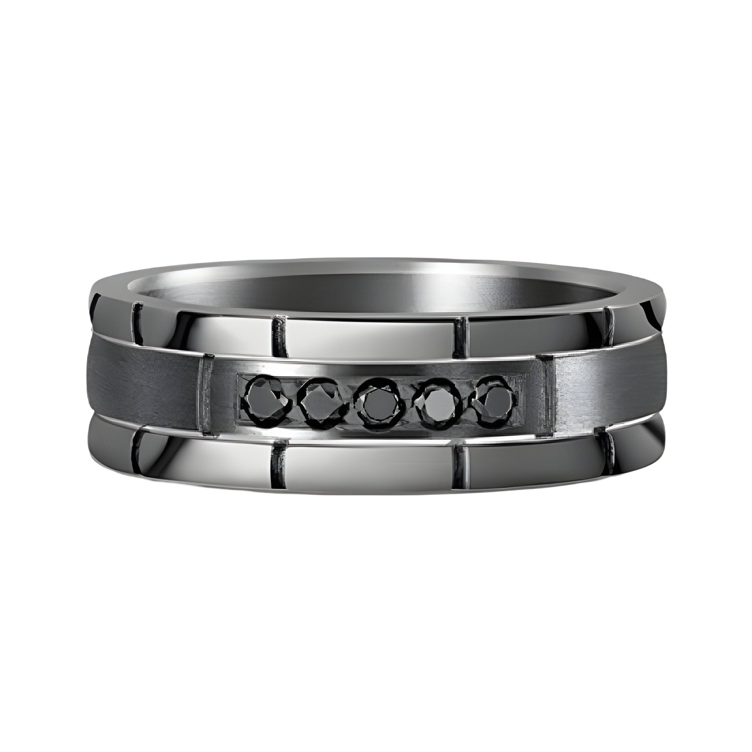 Dora Tantalum Grooved and Black Diamond - 403a08
