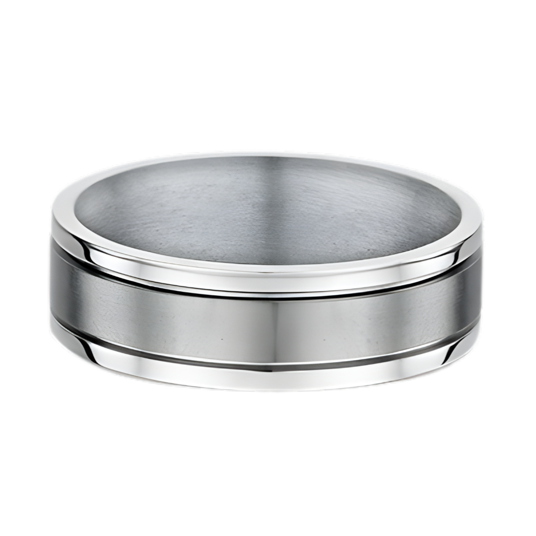 Dora Titanium and White Gold Ribbed Edge - 7224T00