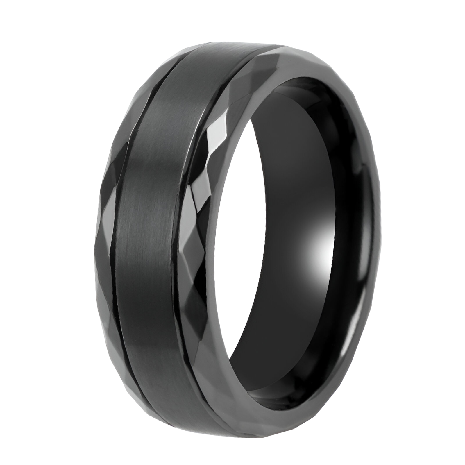 Men's Geometric Black Zirconium Ring