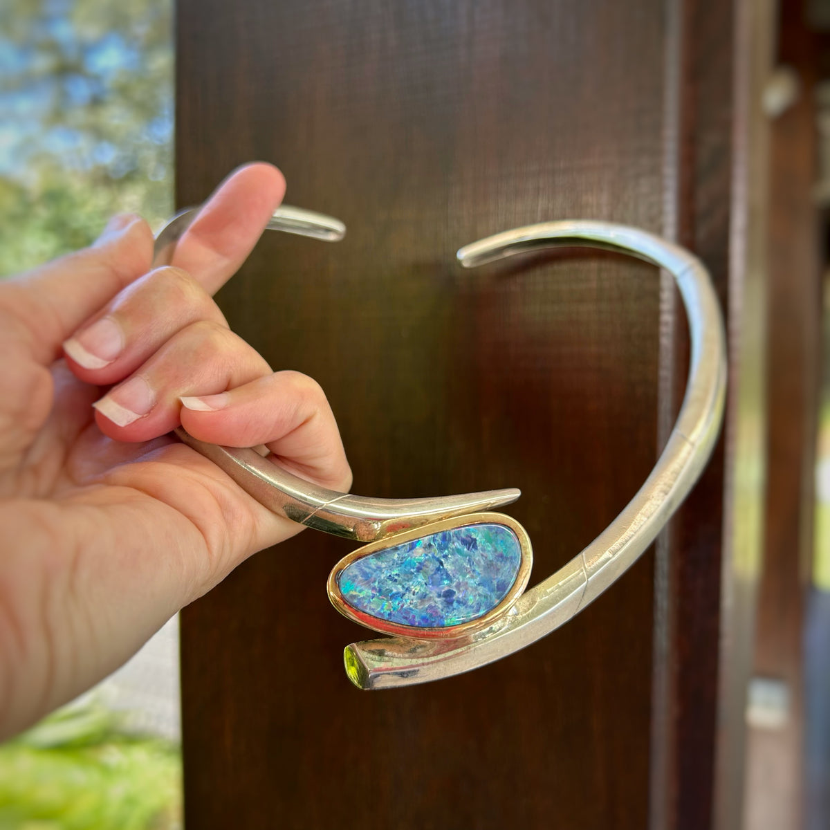 925 Silver / 18ct Yellow Australian Boulder Opal Doublet
