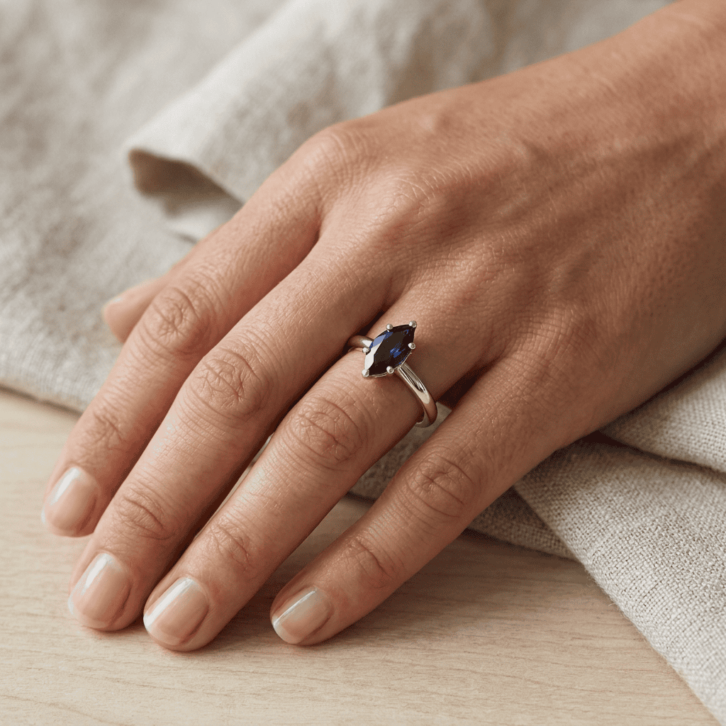 P.W. Becks Blue Marquise Natural Sapphire and Diamond - J4994