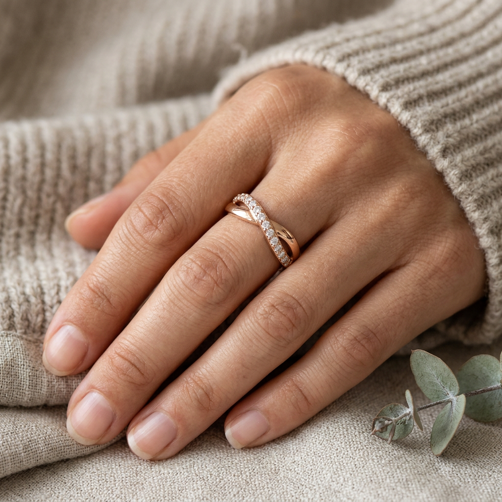 Stone Set Crossover Ring - J5320