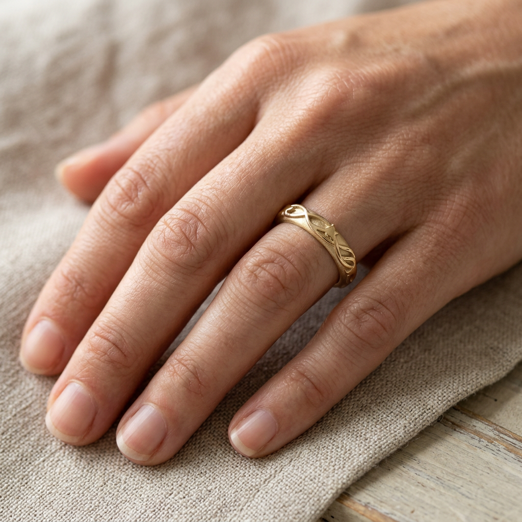 Embossed Floral Wedding Ring - J5391