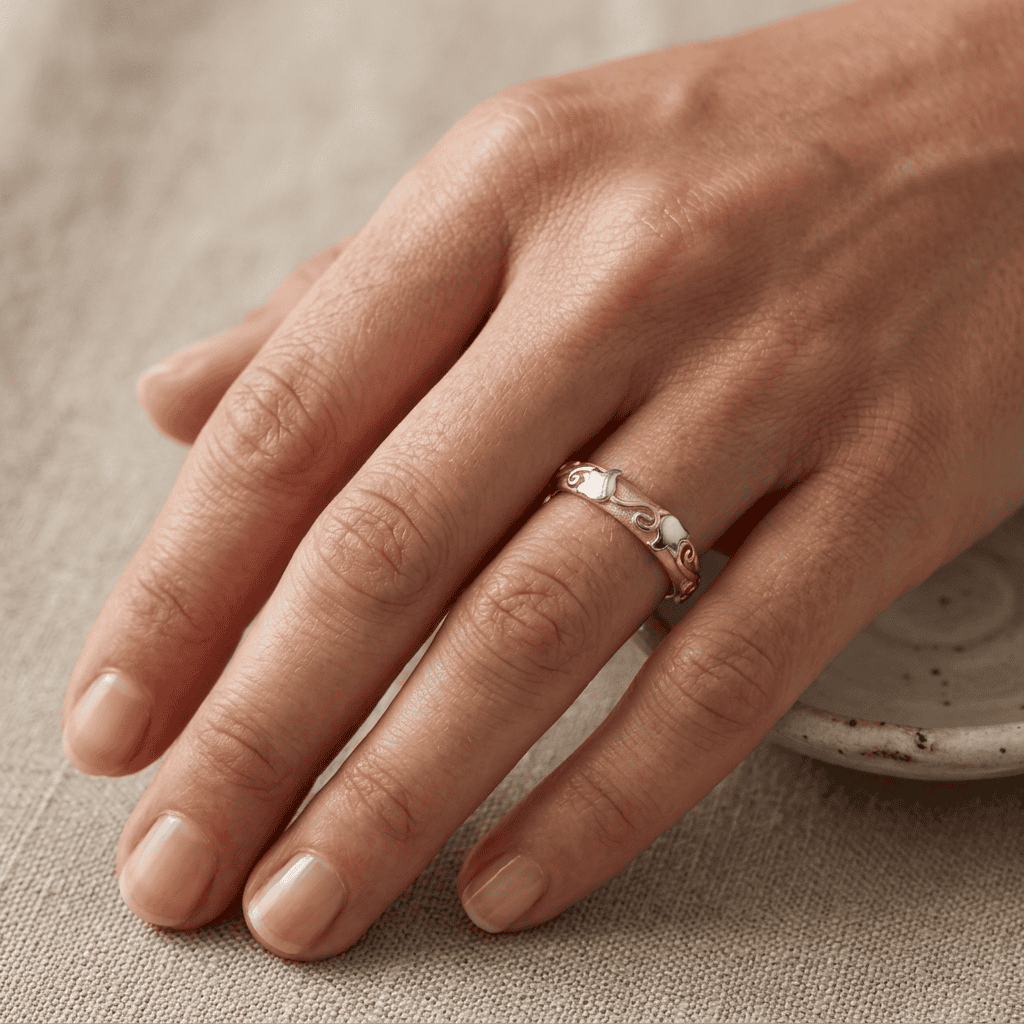 P.W. Becks RHODIUM EMBOSSED FLORAL - J5392