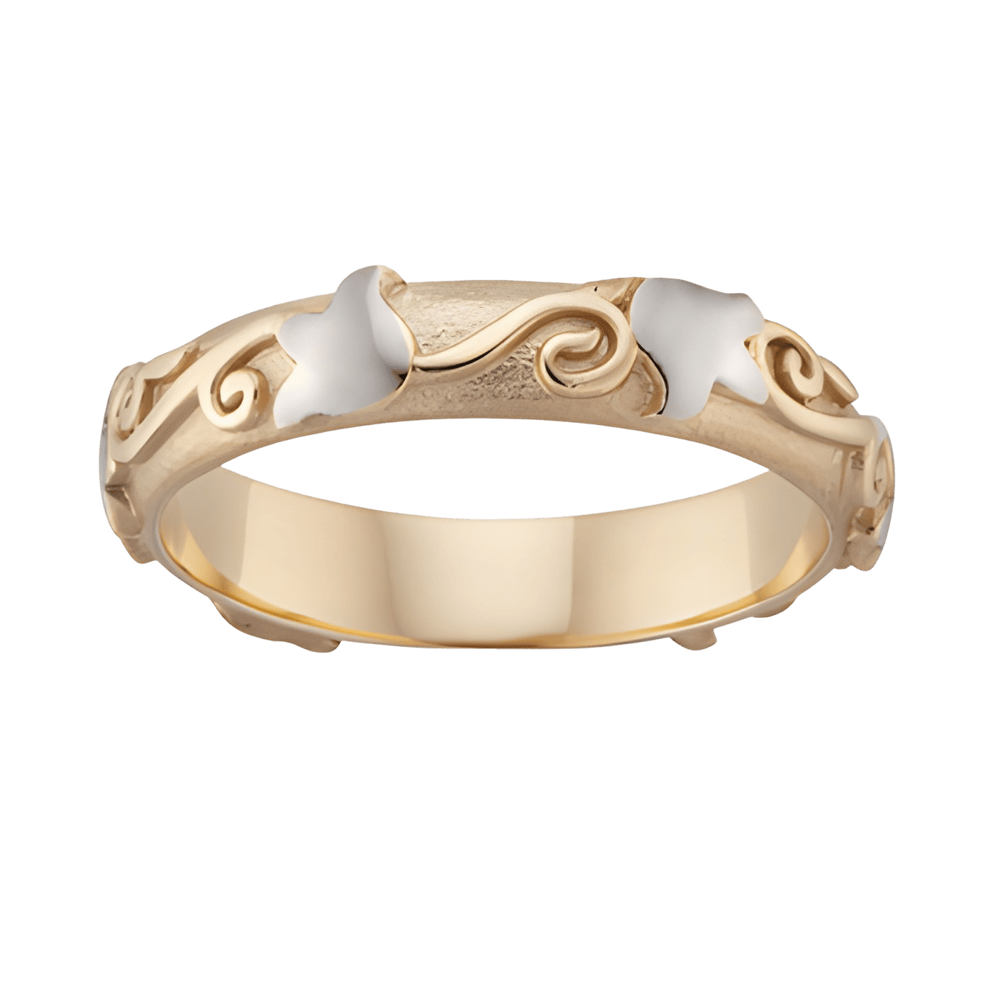P.W. Becks RHODIUM EMBOSSED FLORAL - J5392