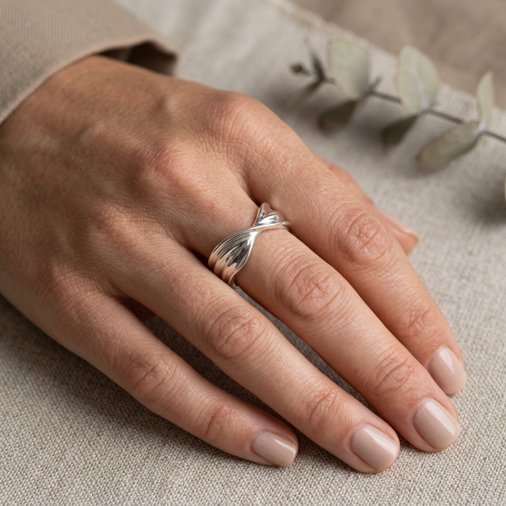 Pinched Wave Wedding Ring - J5395