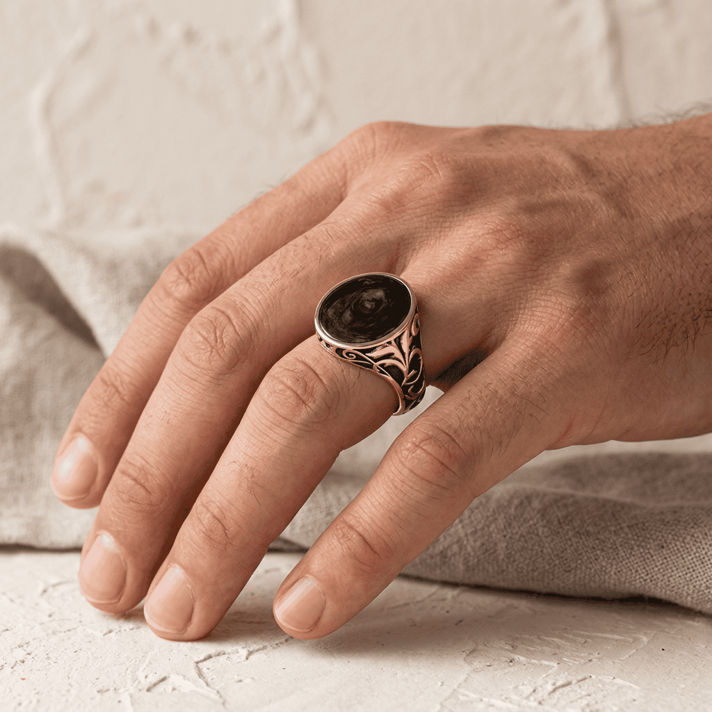 P.W. Becks JAMBOREE BLACK SIGNET RING - J5396