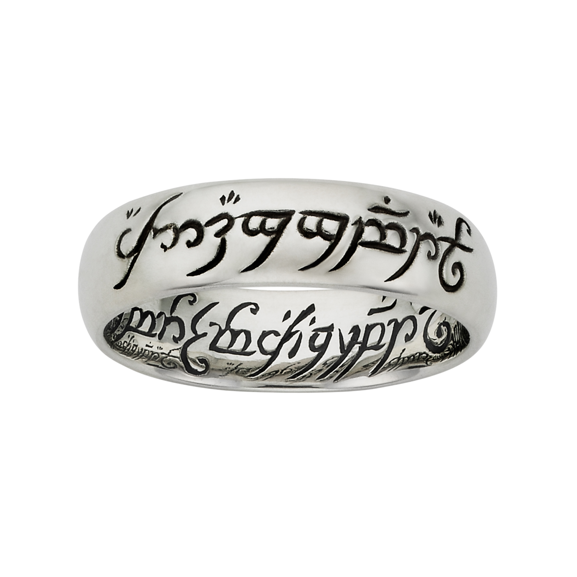 Lord of the Rings Silver Black Resined Ring - WD194