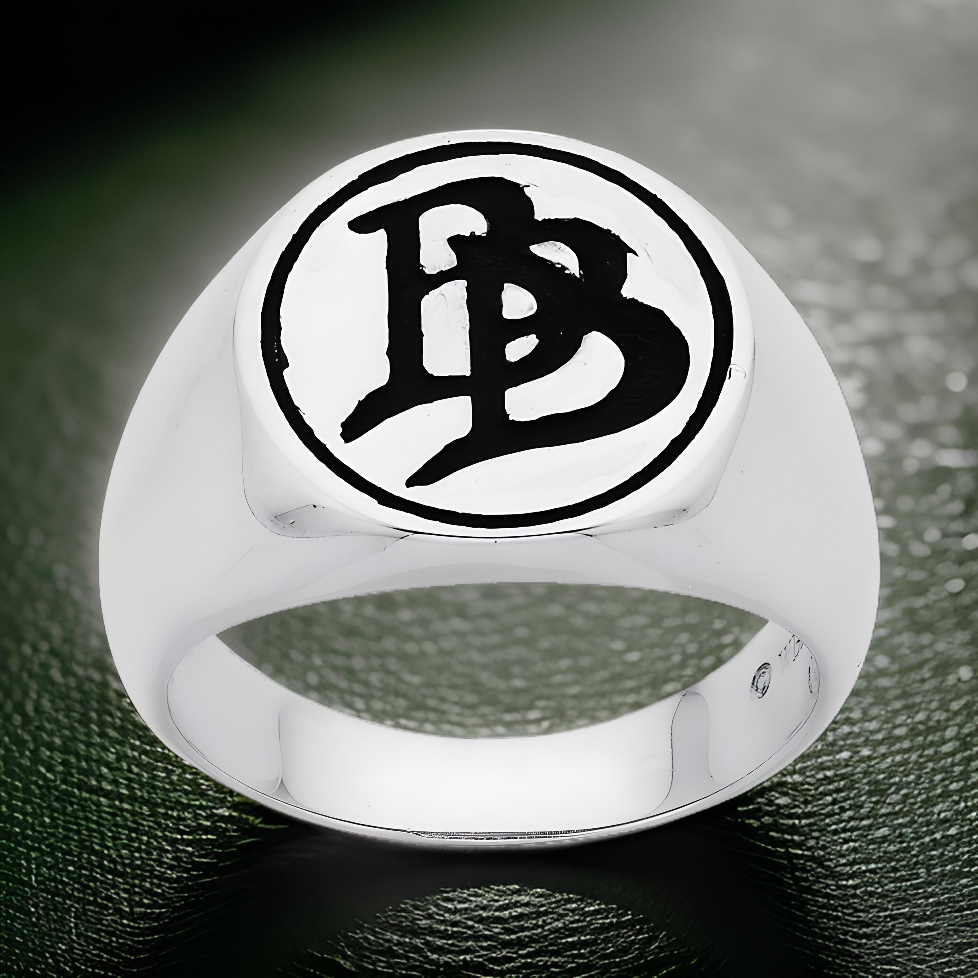 Oxidised Bilbo Baggins "BB" Initial Signet Ring - WD457