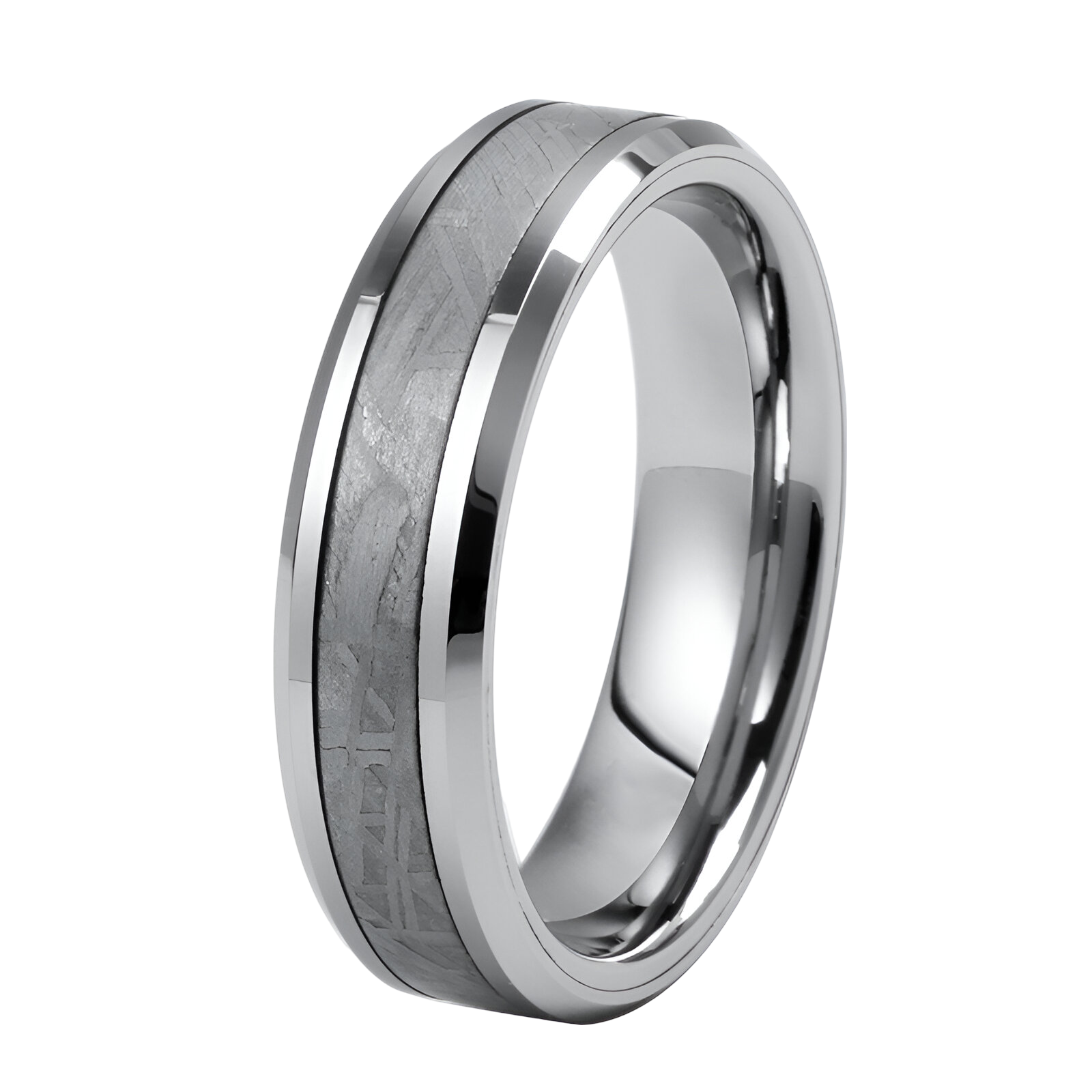 Men's Tungsten ring with genuine Meteorite inlay