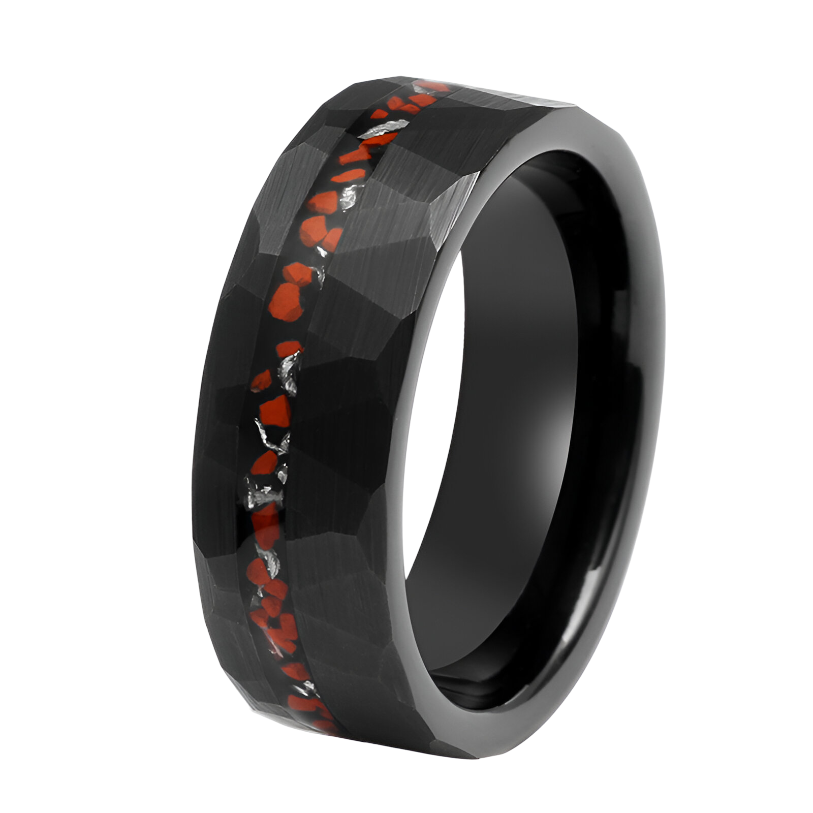 Men's Tungsten ring with genuine Ninosaur bone