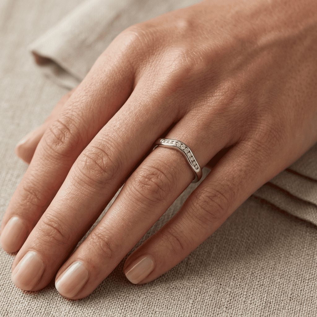 Platinum diamond fitted wedding ring