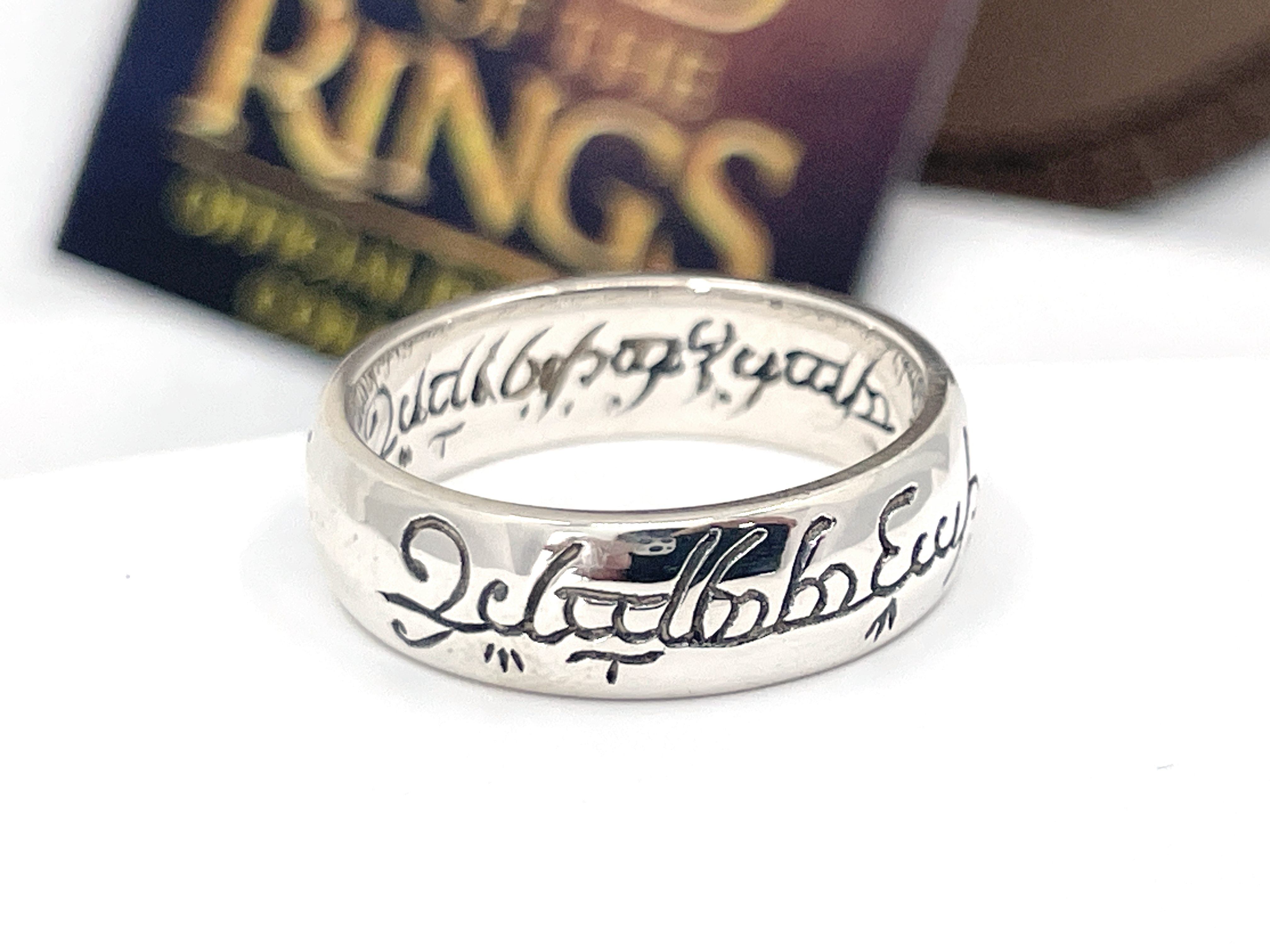 Lord of the Rings Silver Black Resined Ring - WD194